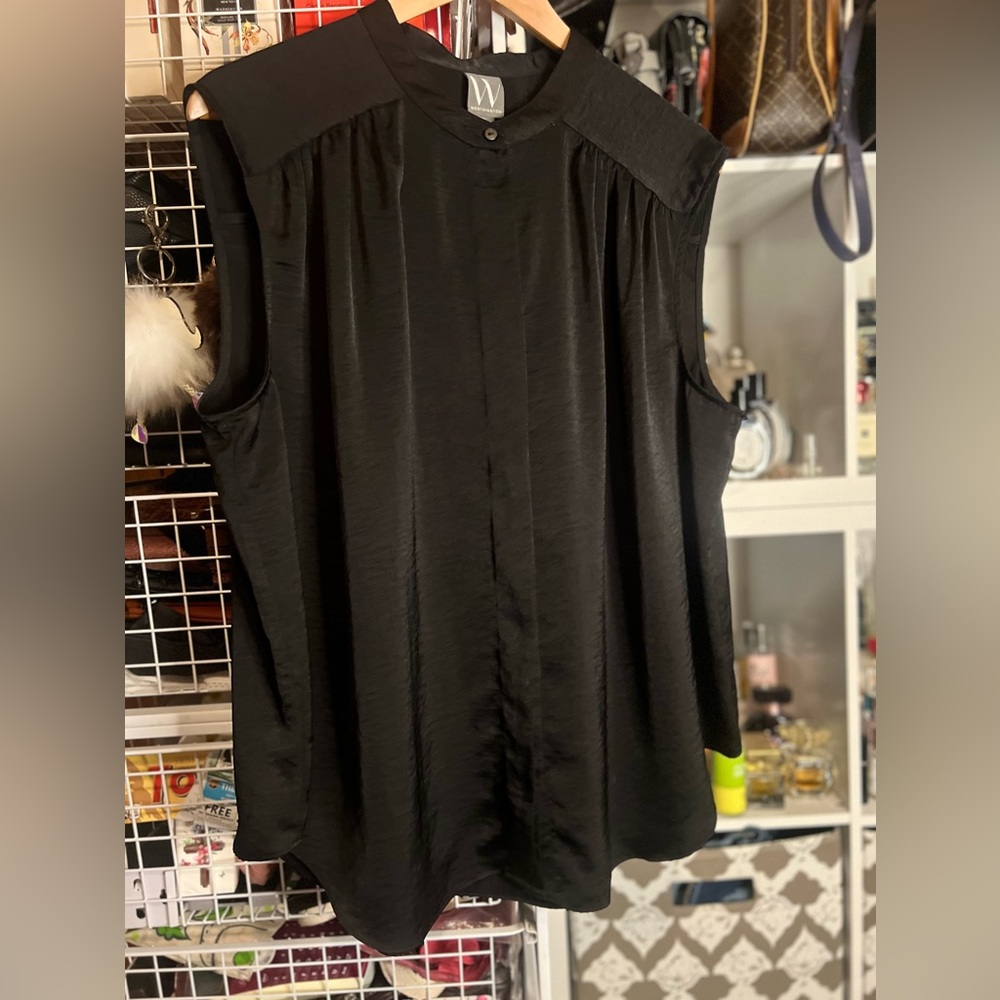 Worthington Crew Neck Sleeveless Satin Top